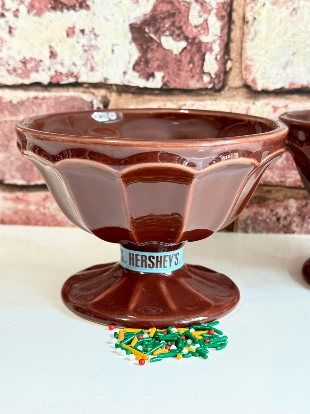 Hershey's Brown Ceramic Sundae Dishes ~ Set of 2